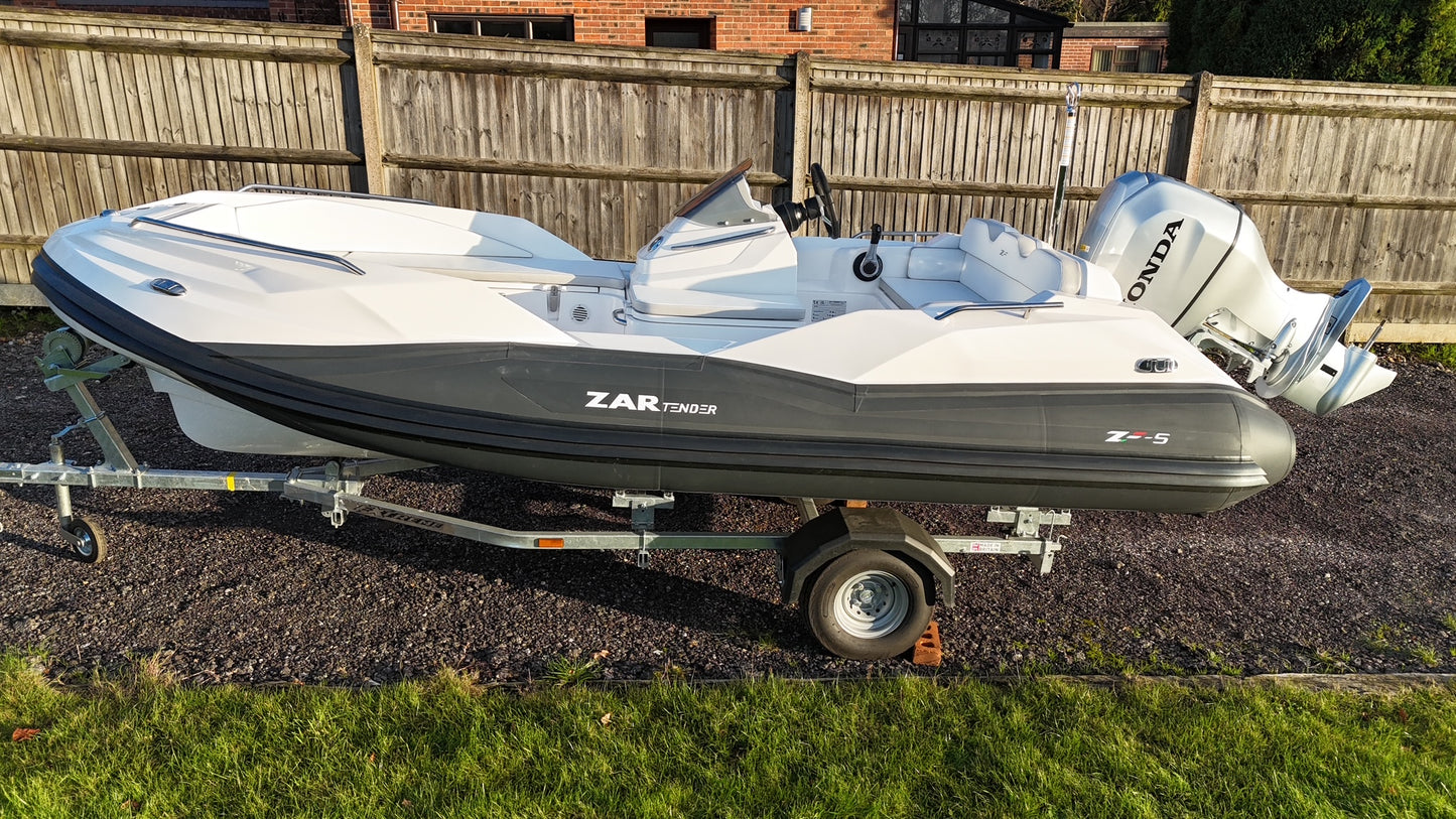ZAR Tender ZF-5 + Honda BF100 + Road Trailer