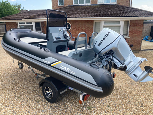 ZAR mini LUX 14 4.2m + Honda BF60 + Road Trailer