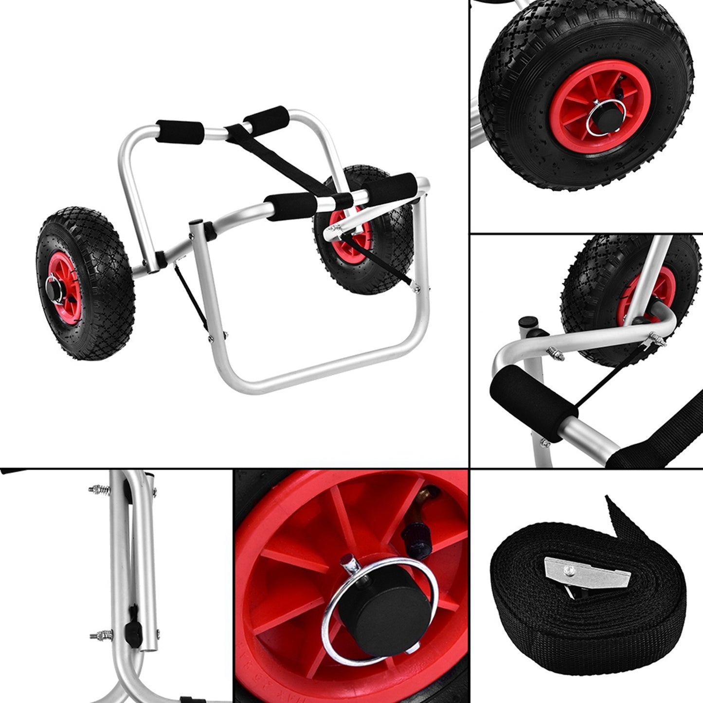 Aluminium Alloy Kayak Canoe Wheel Dolly Boat Carrier Trolley Cart Transport