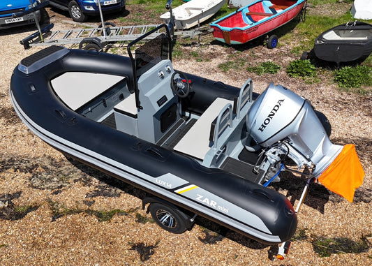 ZAR mini LUX 14 4.2m + Honda BF60 + Road Trailer